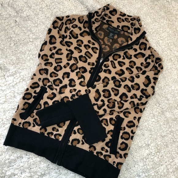 Rachel Zoe Leopard Print Zip Up Cotton Blend Sweater Jacket XS - Picture 8 of 8